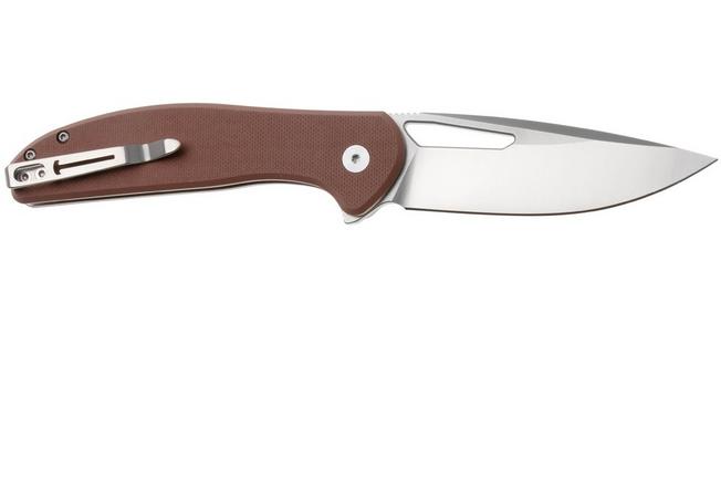 Afbeelding voor Bestechman Whalefin BMK18C Flat Stonewash Satin D2, Brown G10, zakmes
