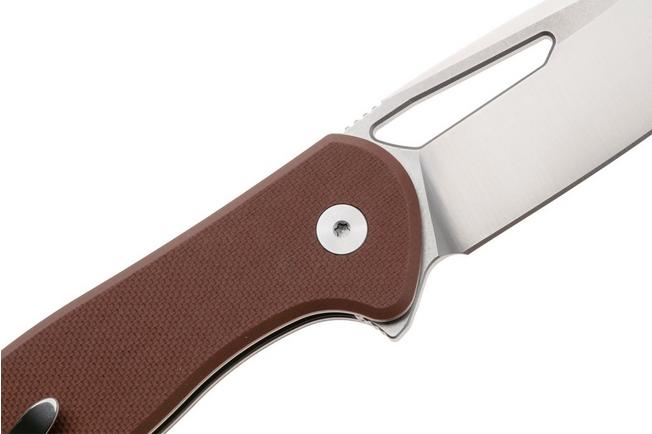 Afbeelding voor Bestechman Whalefin BMK18C Flat Stonewash Satin D2, Brown G10, zakmes