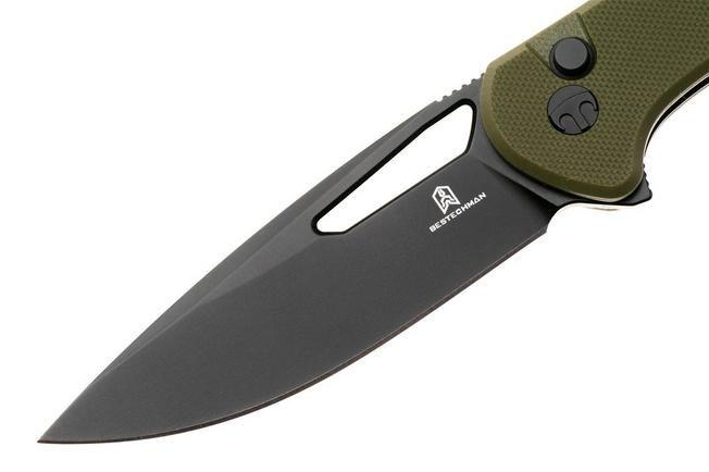 Afbeelding voor Bestechman Whalefin BMK18D Black PVD D2, OD Green G10, zakmes