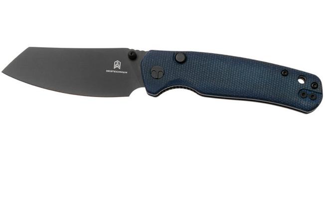 Afbeelding voor Bestechman Cicada's Wing-TL BMK24-M-4 Black PVD 10Cr15CoMoV, Blue Micarta, zakmes