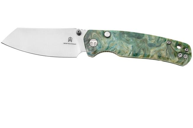 Afbeelding voor Bestechman Cicada's Wing-TL BMK24-R-1 Satin 10Cr15CoMoV, Green Resin, zakmes