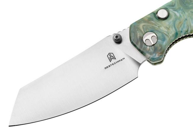 Afbeelding voor Bestechman Cicada's Wing-TL BMK24-R-1 Satin 10Cr15CoMoV, Green Resin, zakmes