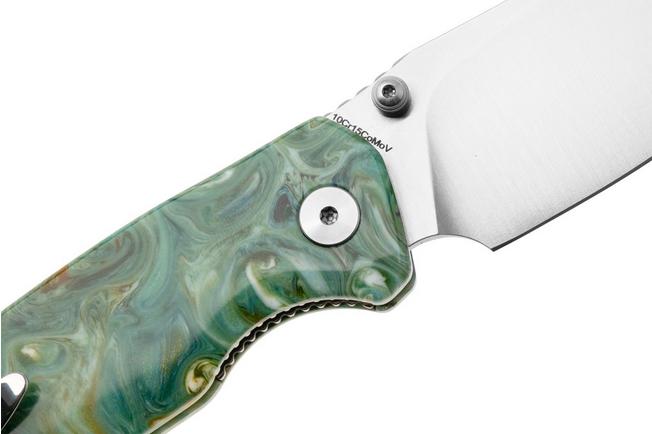 Afbeelding voor Bestechman Cicada's Wing-TL BMK24-R-1 Satin 10Cr15CoMoV, Green Resin, zakmes