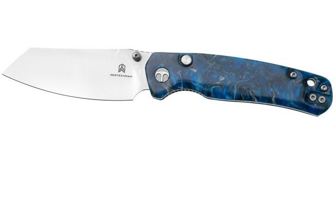 Afbeelding voor Bestechman Cicada's Wing-TL BMK24-R-2 Satin 10Cr15CoMoV, Blue Resin, zakmes
