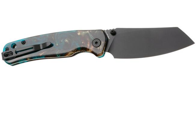 Afbeelding voor Bestechman Cicada's Wing-TL BMK24-R-3 Black PVD 10Cr15CoMoV, Clear Blue Resin, zakmes