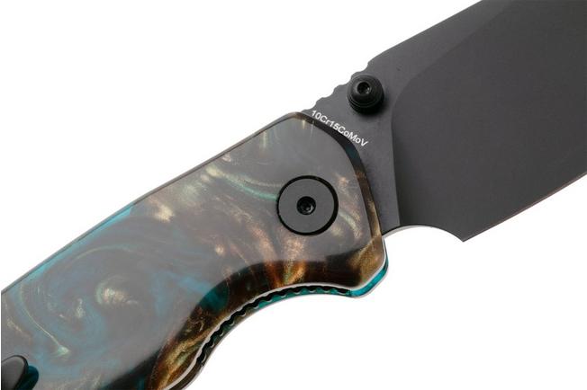 Afbeelding voor Bestechman Cicada's Wing-TL BMK24-R-3 Black PVD 10Cr15CoMoV, Clear Blue Resin, zakmes