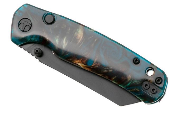 Afbeelding voor Bestechman Cicada's Wing-TL BMK24-R-3 Black PVD 10Cr15CoMoV, Clear Blue Resin, zakmes