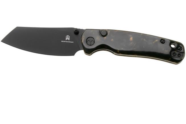 Afbeelding voor Bestechman Cicada's Wing-TL BMK24-R-4 Black PVD 10Cr15CoMoV, Brown Resin, zakmes