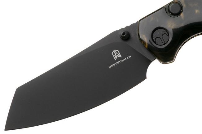 Afbeelding voor Bestechman Cicada's Wing-TL BMK24-R-4 Black PVD 10Cr15CoMoV, Brown Resin, zakmes