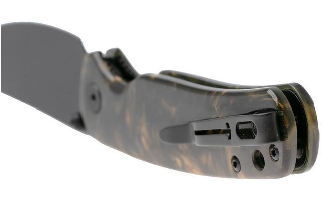 Afbeelding voor Bestechman Cicada's Wing-TL BMK24-R-4 Black PVD 10Cr15CoMoV, Brown Resin, zakmes