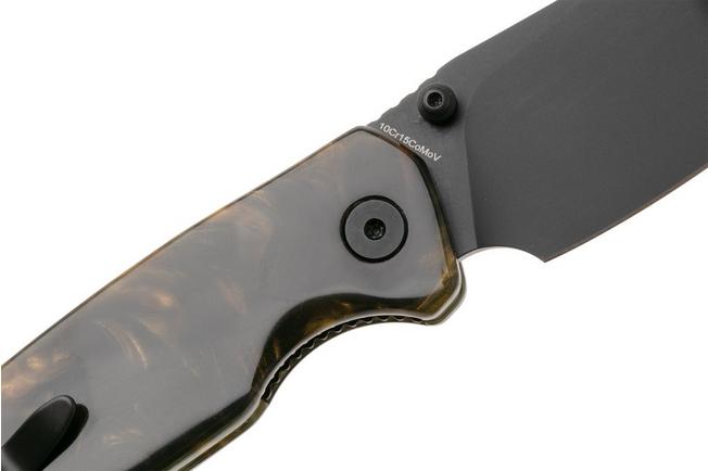 Afbeelding voor Bestechman Cicada's Wing-TL BMK24-R-4 Black PVD 10Cr15CoMoV, Brown Resin, zakmes