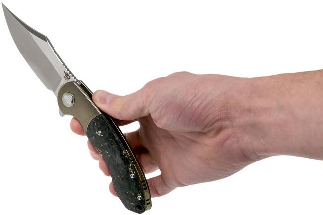 Image for Bestech Bowietie BT1906C Bronze, Shredded Brass Carbon fibre pocket knife