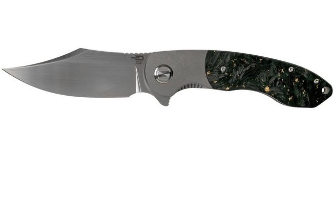Image for Bestech Bowietie BT1906D Shredded Brass Carbon fibre pocket knife