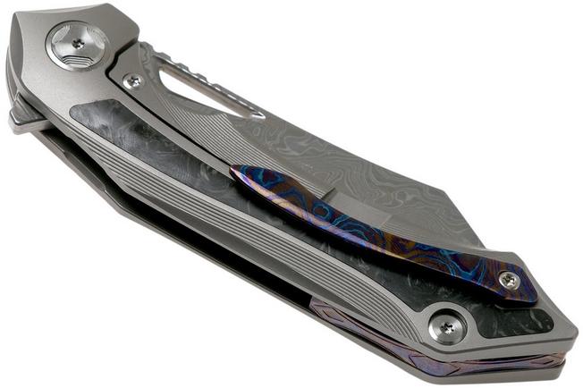 Image for Bestech Kasta BT1909E Vinland Damasteel, Bronze Ti, Marbled Carbon fibre pocket knife, Kombou design