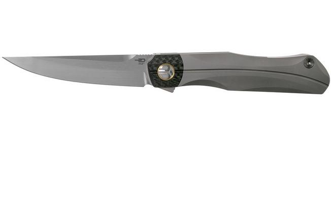 Imagen para Bestech Thyra BT2106A Grey Blasted Titanium, Carbon fibre Bolster, Satin navaja, diseño Kombou