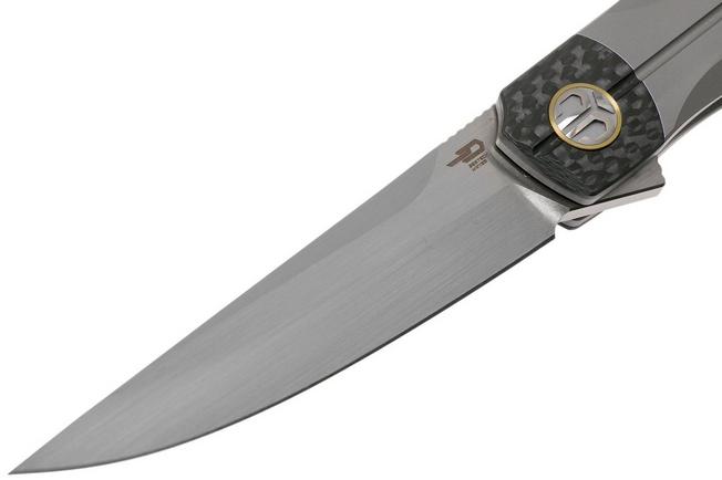 Imagen para Bestech Thyra BT2106A Grey Blasted Titanium, Carbon fibre Bolster, Satin navaja, diseño Kombou