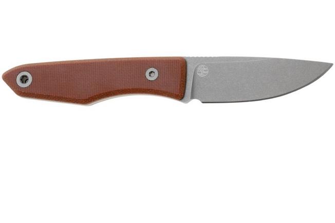 Afbeelding voor Big Idea Design USA Lookout DP-MA-NM Drop Point Stonewashed Magnacut, Natural Micarta, vaststaand mes