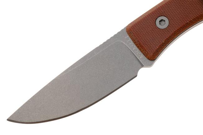 Afbeelding voor Big Idea Design USA Lookout DP-MA-NM Drop Point Stonewashed Magnacut, Natural Micarta, vaststaand mes