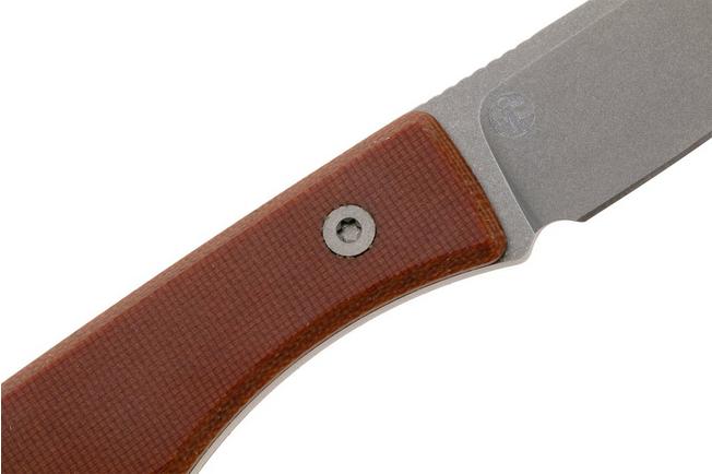 Afbeelding voor Big Idea Design USA Lookout DP-MA-NM Drop Point Stonewashed Magnacut, Natural Micarta, vaststaand mes