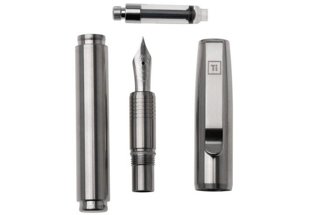 Afbeelding voor Big Idea Design Fountain EDC Pen FP-TI-MR Machined Raw Titanium, vulpen