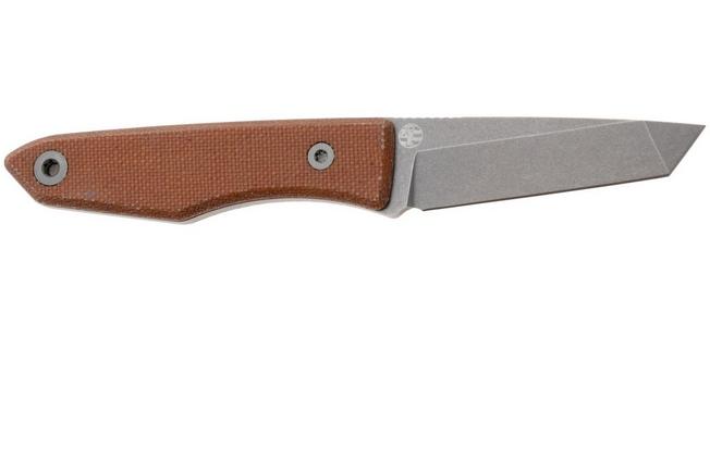 Afbeelding voor Big Idea Design USA Lookout TA-MA-NM Tanto Stonewashed Magnacut, Natural Micarta, vaststaand mes, Mak Kelsay design