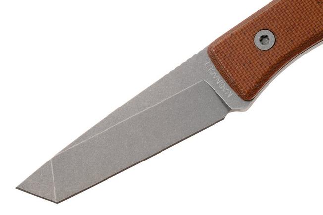 Afbeelding voor Big Idea Design USA Lookout TA-MA-NM Tanto Stonewashed Magnacut, Natural Micarta, vaststaand mes, Mak Kelsay design