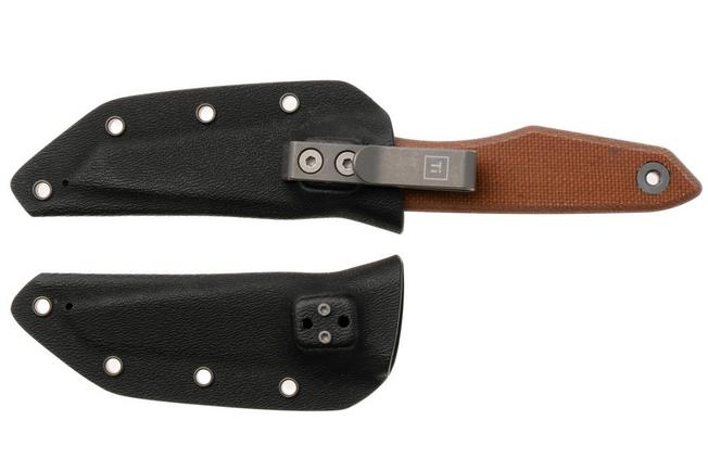 Afbeelding voor Big Idea Design USA Lookout TA-MA-NM Tanto Stonewashed Magnacut, Natural Micarta, vaststaand mes, Mak Kelsay design