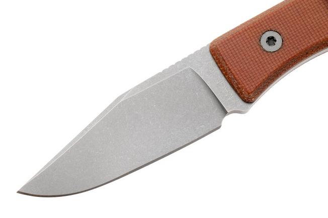 Bild für Big Idea Design USA Lookout USA-LO-NAT-MGN, Stonewashed CPM MagnaCut, Natural Micarta Fahrtenmesser, Mak Kelsay Design