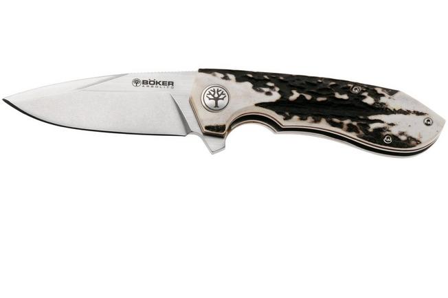 Afbeelding voor Böker Arbolito Wilki H 01BA3722H Satin 14C28N, Stag, zakmes