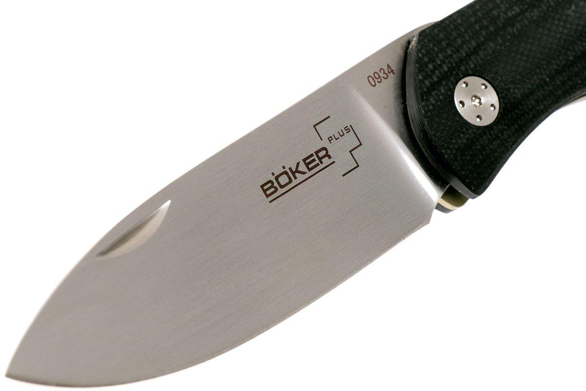 Böker Plus Navaja EDC URBAN TRAPPER G10 Con Hoja De Acero VG-10 De 9,4 Cm Y Empuñadura De G10 Negro De 10,8 Cm 01BO732 Para Caza, Pesca, Supervivencia Y Bushcraft + Portabotellas