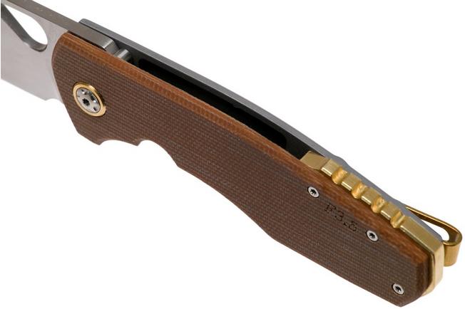 Böker Plus F3.5 01BO338 Brown Canvas Micarta pocket knife, Jesper Voxnaes  design