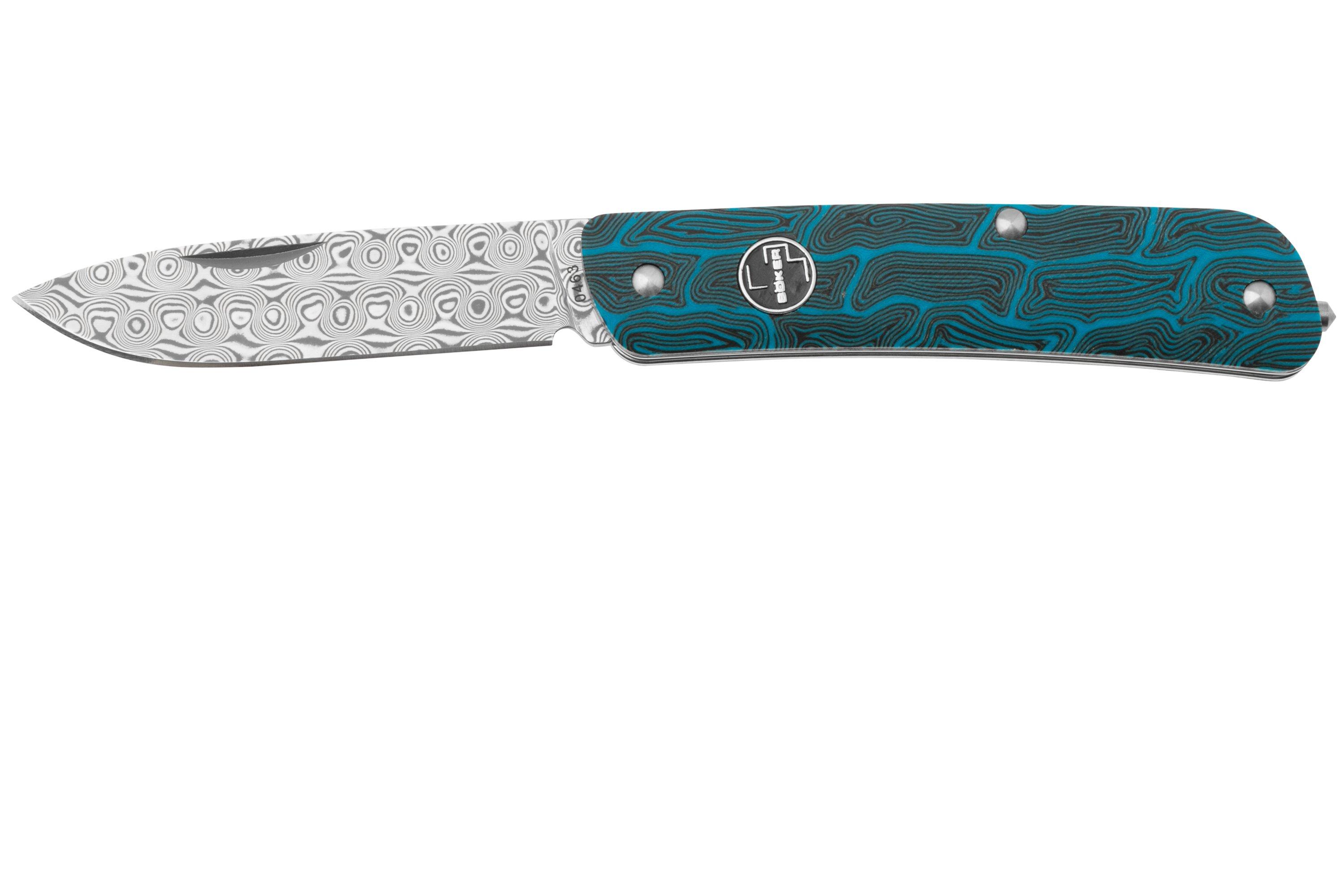 Böker Plus Tech Tool 01BO559DAM, Damascus Blade Blue Damast G10, pocket  knife