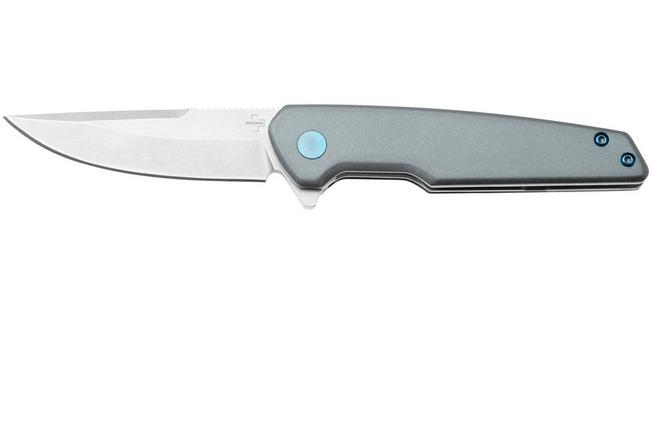 Afbeelding voor Böker Plus The Dace 01BP0036 Stonewashed Ntro-V, Blue Aluminum zakmes, Joe Mangiafico design