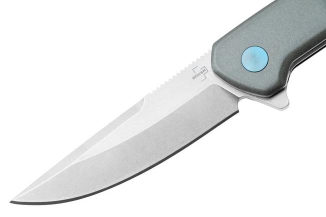 Afbeelding voor Böker Plus The Dace 01BP0036 Stonewashed Ntro-V, Blue Aluminum zakmes, Joe Mangiafico design