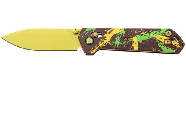 Afbeelding voor Böker Plus Kihon 2 Dubai Chocolate 01BP0038 Pistaccio Green D2, Brown Yellow Green GFN, zakmes, Lucas Burnley design
