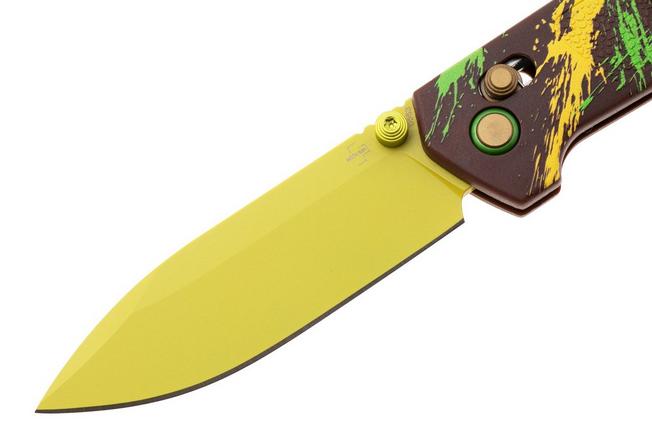 Afbeelding voor Böker Plus Kihon 2 Dubai Chocolate 01BP0038 Pistaccio Green D2, Brown Yellow Green GFN, zakmes, Lucas Burnley design
