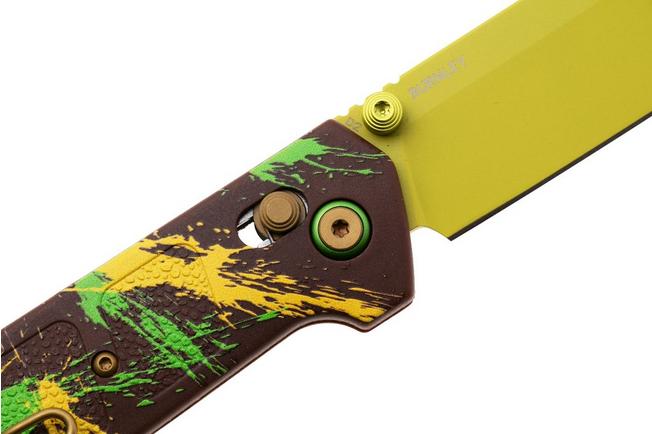 Afbeelding voor Böker Plus Kihon 2 Dubai Chocolate 01BP0038 Pistaccio Green D2, Brown Yellow Green GFN, zakmes, Lucas Burnley design