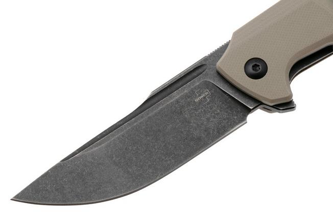 Afbeelding voor Böker Plus Barchan 01BP0039, Blackwashed 440B, Tan G10 zakmes, Kornel Kiss design