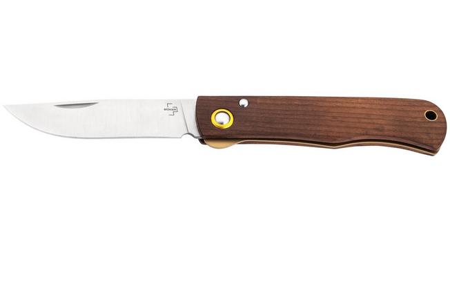 Afbeelding voor Böker Plus Rusticus Medium 01BP0041, Satin 420 Stainless Steel, Brown Wood zakmes