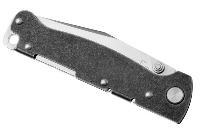Afbeelding voor Böker Plus Atlas Backlock Clippoint TS, 01BP0065, Satin D2, Stonewashed Stainless Steel, zakmes