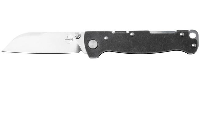 Afbeelding voor Böker Plus Atlas Backlock Sheepfoot TS, 01BP0066, Satin D2, Stonewashed Stainless Steel, zakmes