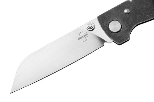 Afbeelding voor Böker Plus Atlas Backlock Sheepfoot TS, 01BP0066, Satin D2, Stonewashed Stainless Steel, zakmes