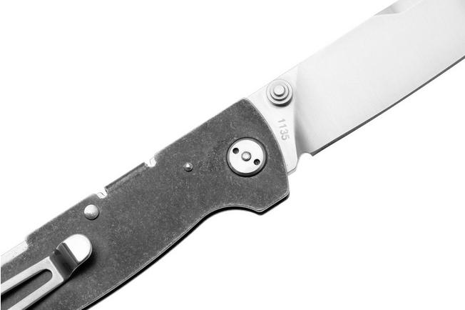 Afbeelding voor Böker Plus Atlas Backlock Sheepfoot TS, 01BP0066, Satin D2, Stonewashed Stainless Steel, zakmes