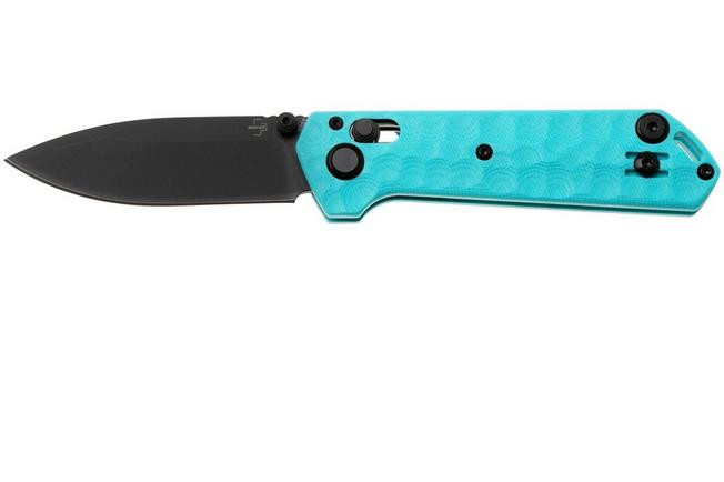 Afbeelding voor Böker Plus Dealer Knife 2026 01BP0094 Black Titanium Coated Nitro-V, Turquoise G10, Limited Edition zakmes, Lucas Burnley design