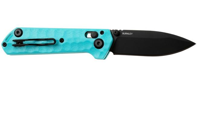 Afbeelding voor Böker Plus Dealer Knife 2026 01BP0094 Black Titanium Coated Nitro-V, Turquoise G10, Limited Edition zakmes, Lucas Burnley design