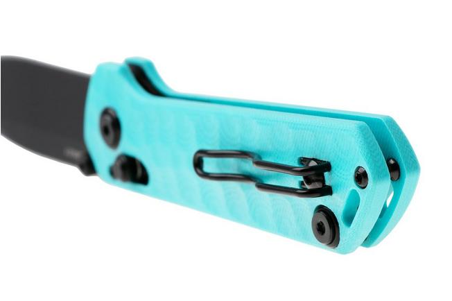 Afbeelding voor Böker Plus Dealer Knife 2026 01BP0094 Black Titanium Coated Nitro-V, Turquoise G10, Limited Edition zakmes, Lucas Burnley design