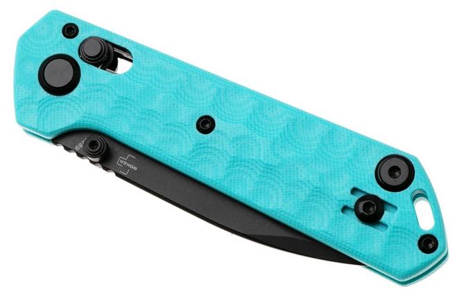 Afbeelding voor Böker Plus Dealer Knife 2026 01BP0094 Black Titanium Coated Nitro-V, Turquoise G10, Limited Edition zakmes, Lucas Burnley design