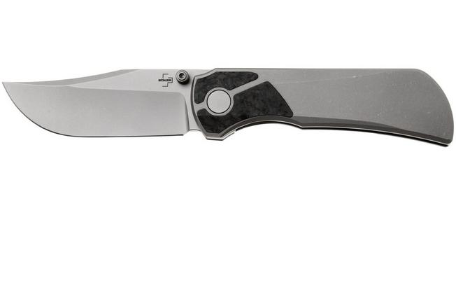 Afbeelding voor Böker Plus Collection 2026 01BP2026 Stonewashed Böhler M390, Dark Grey Titanium, Marble Carbon Inlay, Limited Edition zakmes, Jared Price design