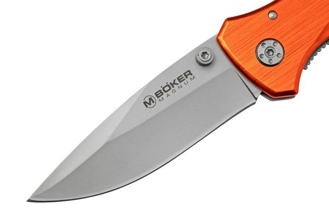 Boker Magnum Medic Rescue Folding Knife 3-3/8 Plain Blade, Orange Aluminum  Handles - KnifeCenter - 01MB364