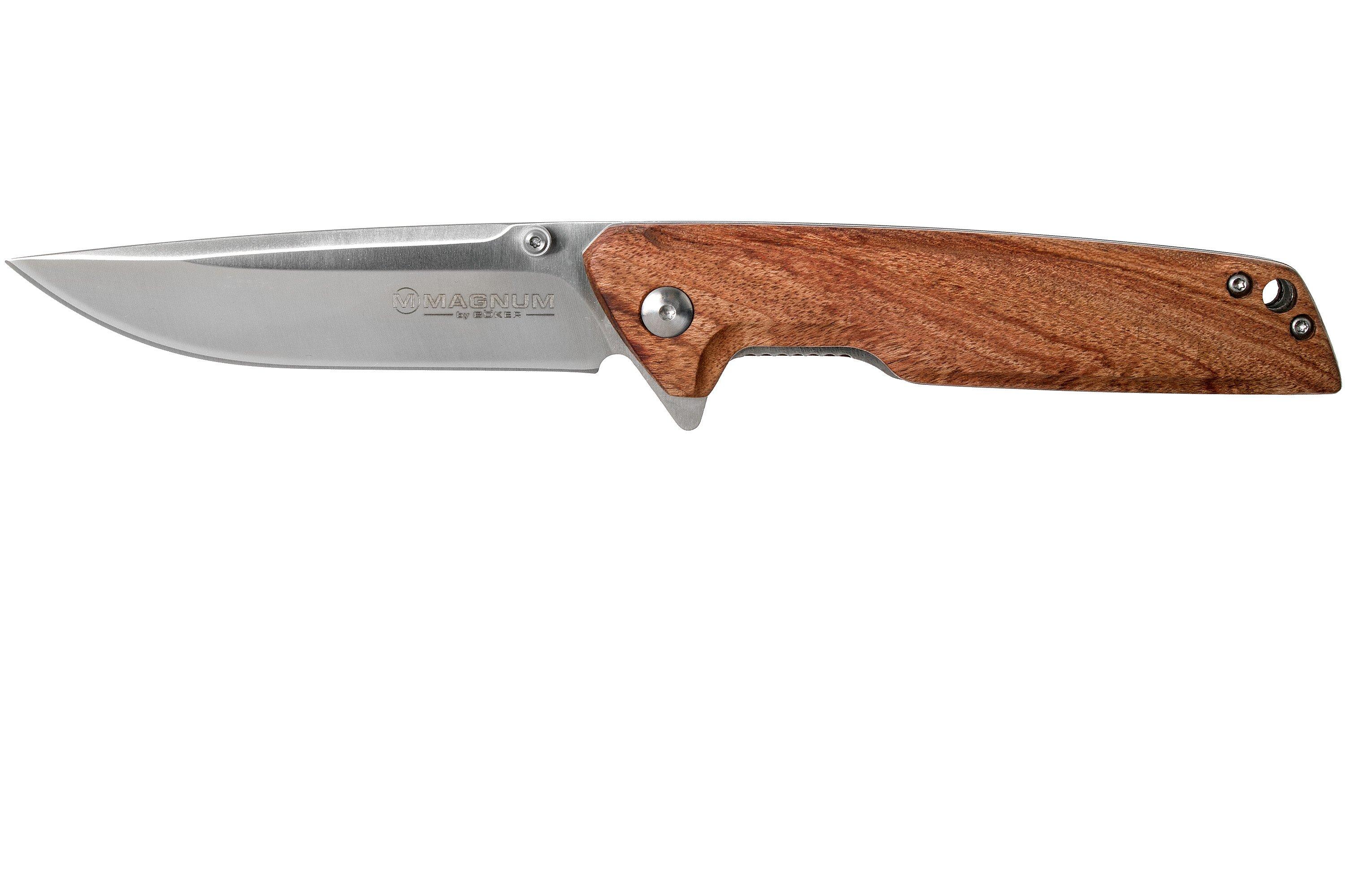 coltello pieghevole Boker magnum Stiletto serratura della fodera Acciaio 83  mm maniglia legno Marrone